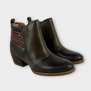 Pikolinos Women's Baqueira Leather Heeled Bootie Seaweed/Khaki Size 36